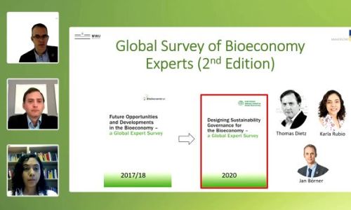Presentación de la encuesta global a expertos en Diseño de gobernanza sustentable para la bioeconomía en el Global Bioeconomy Summit 2020